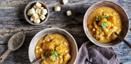 Guiso de calabaza con alubias