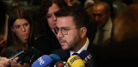 Pere Aragonés hoy en el acto de la gala de los Premis Octubre