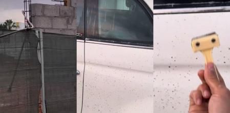 Una joven narra cómo consiguió deshacerse del cemento que manchó su coche