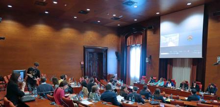 Imagen de la reunión de este martes de la junta de portavoces del Parlament