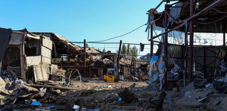 Efectos del ataque contra Jersón, ayer