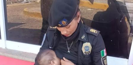 Una policía amamanta a un bebé perdido que llevaba dos días sin comer tras el huracán Otis