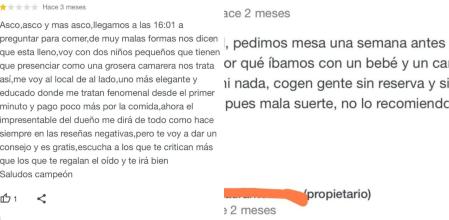 Sorpresivas respuestas a las críticas de un restaurante