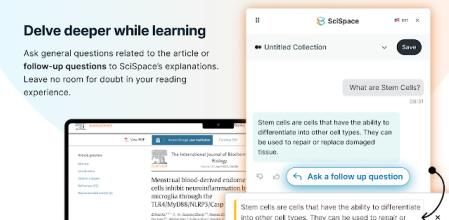 SciSpace Copilot te ofrece explicaciones y resúmenes sobre artículos científicos.