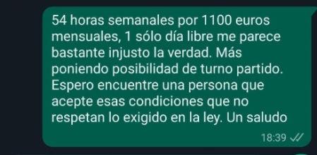 La conversación entre un hostelero y un camarero que busca trabajo.