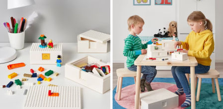 BYGGLEK LEGO® caja con tapa, jgo3, blanco