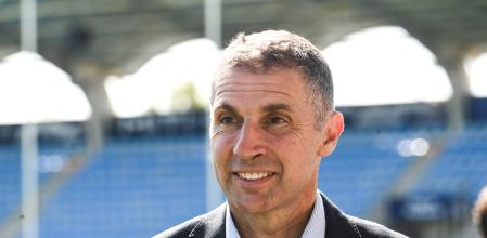 ©PHOTOPQR/L'INDEPENDANT/MICHEL CLEMENTZ ; PERPIGNAN ; 20/04/2023 ; SPORT / LE PRESIDENT DU CLUB DE RUGBY DE TOP 14 DE L'USAP RENCONTRE LE PRESIDENT DU CLUB DE FOOTBALL DE LIGA DU GIRONA FC AU STADE AIME GIRAL DE PERPIGNAN / LE PRESIDENT DU GIRONA FC DELFI GELI /