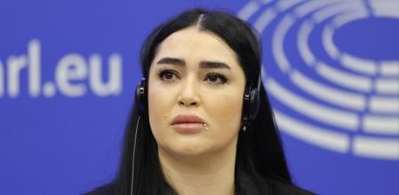 Strasbourg (France), 12/12/2023.- Iranian activist Afsoon Najafi attends a press conference for the Sakharov Prize award ceremony at the European Parliament in Strasbourg, France, 12 December 2023. Members of the European Parliament have awarded the 2023 Sakharov Prize for Freedom of Thought to late Jina Mahsa Amini and the