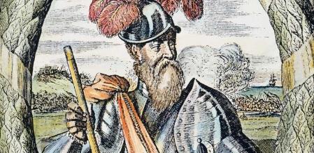 Francisco Pizarro (1478-1541), detalle de un grabado holandés de 1673