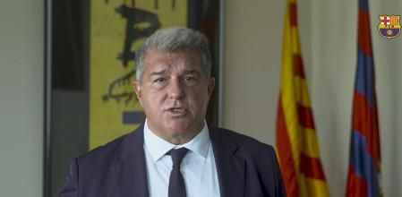 BARCELONA, 21/12/2023.- Captura del video facilitado por el FC Barcelona de la declaración institucional del presidente del FC Barcelona, Joan Laporta, sobre el fallo emitido este jueves por el Tribunal de Justicia de la Unión Europea (TJUE) en relación a la Superliga Europea. EFE/ FC Barcelona SOLO USO EDITORIAL/SOLO DISPONIBLE PARA ILUSTRAR LA NOTICIA QUE ACOMPAÑA (CRÉDITO OBLIGATORIO)