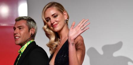 (FILES) Italian blogger Chiara Ferragni and her husband Italian singer Federico Leonardo Lucia, also known as Fedez, arrive at the screening of the film 
