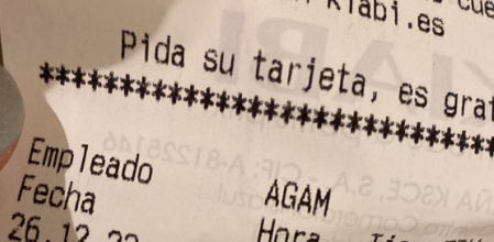 El ticket de la tienda de ropa