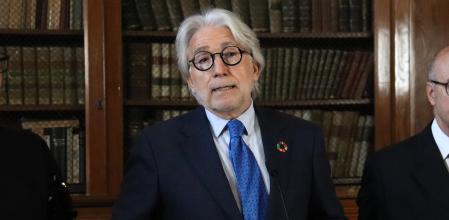 El president de Foment del Treball, Josep Sánchez Llibre en una atenció als mitjans