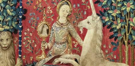 Detalle del tapiz de la serie ‘La dama y el unicornio’ correspondiente a la vista, conservado en el Musée de Cluny - Musée national du Moyen Age.