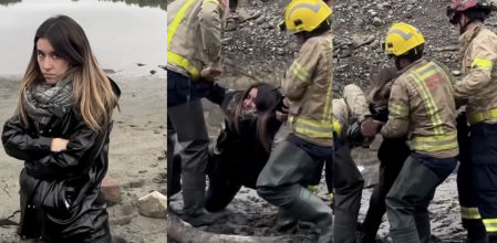 Mucho cuidado con los pantanos en sequía porque te puede pasar lo que a esta chica