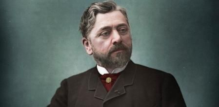 Gustave Eiffel en 1880. Fotografía en blanco y negro de Eugène Pirou coloreada