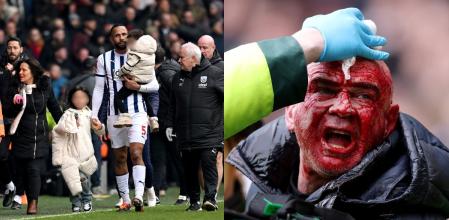 El defensa de los Baggies, Kyle Bartley, sacó a su familia cercana al tumulto mientras la policía arrestó a cinco seguidores de ambos equipos