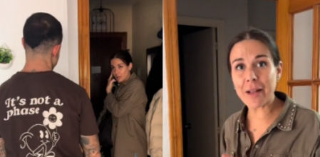 La reacción de la mujer al ver a su marido