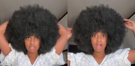 Las gafas, los AirPods, el inhalador... una joven con el pelo a lo afro, deja atónito a TikTok con todo lo que esconde en su pelo