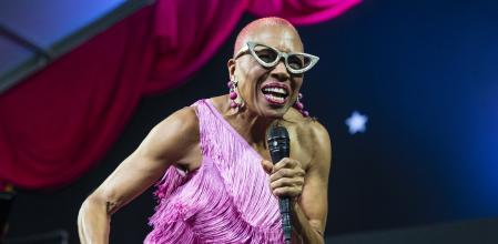NEW ORLEANS, LOUISIANA - MAY 06: Dee Dee Bridgewater performs during 2023 New Orleans Jazz & Heritage Festival at Fair Grounds Race Course on May 06, 2023 in New Orleans, Louisiana. (Photo by Erika Goldring/Getty Images)