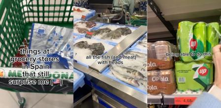 Una estadounidense alucina en un supermercado español.