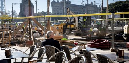 Obras en la parte baja de las Ramblas, terrazas afectadas