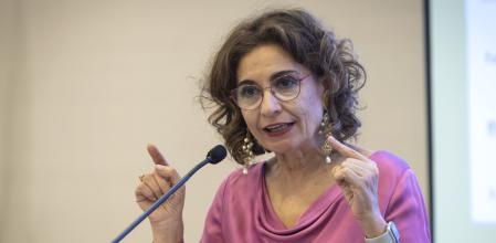 GRAFAND8717. MÁLAGA, 09/02/2024.- La vicepresidenta primera del Gobierno y ministra de Hacienda, María Jesús Montero, ha asegurado que con el presidente de la Junta de Andalucía, Juanma Moreno, 