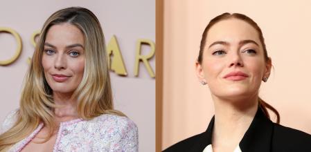 Margot Robbie y Emma Stone en el almuerzo de los nominados a los Oscar