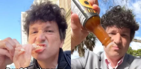 John durante sus catas de pollo crudo