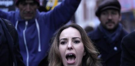 Stella Assange, wife of Julian Assange, starts a march to Downing Street with protesters at the end of a two-day hearing at the Royal Courts of Justice in London, Wednesday, Feb. 21, 2024. The 52-year-old WikiLeaks founder Julian Assange has been fighting extradition for more than a decade, including seven years in self-exile in the Ecuadorian Embassy in London and the last five years in a high-security prison. (AP Photo/Kin Cheung)