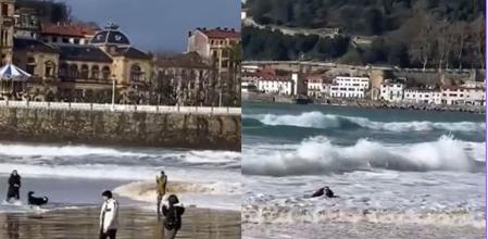 Mujer en la playa de la Concha