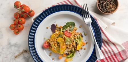 Receta de ensalada de lentejas y melocotón