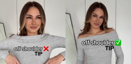 La usuaria @cloudletsfashion muestra su truco para mantener en su sitio el escote bardot