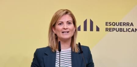 La portaveu d'ERC, Raquel Sans, en roda de premsa aquest dilluns al migdia