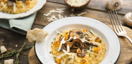 Cómo hacer un sabroso y tierno risotto de calabaza y setas