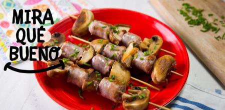 ‘Mira qué bueno’: la fácil y rápida receta de brochetas de butifarra con setas