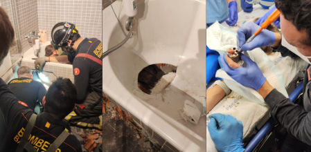 rescate niña dicho bomberos bañera