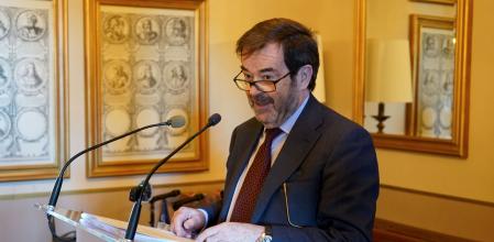 JARANDILLA DE LA VERA (CÁCERES), 13/03/2024.- El presidente del Consejo General del Poder Judicial (CGPJ), Vicente Guilarte, interviene en el acto de clausura del II Curso de Derecho Agrario y Ganadero Iberoamericano y Europeo, que se ha desarrollado durante dos días en la localidad cacereña de Jarandilla de la Vera bajo la organización de la Fundación Academia Europea e Iberoamericana de Yuste y el Consejo General del Poder Judicial, al amparo del convenio suscrito entre ambas instituciones. EFE/ Eduardo Palomo