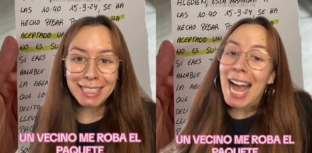 Sus vecinos le recogen un paquete y les deja una nota: "No te va a servir para nada el contenido"