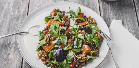 La receta de la ensalada con calabaza asada y lentejas más original