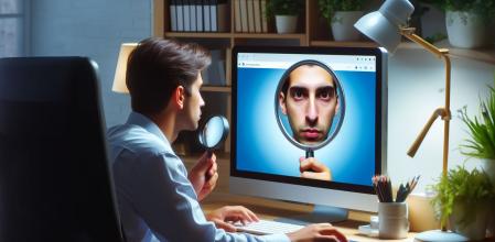 Una imagen creada por IA de un hombre buscando su propia cara&nbsp;