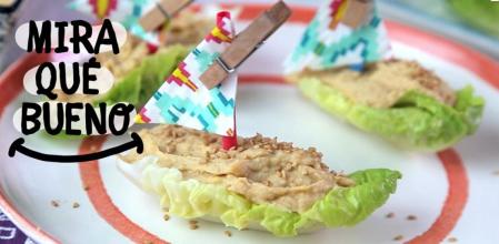 ‘Mira que bueno’: barquitas de lechuga con hummus para preparar en familia