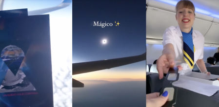 Así se vio el eclipse solar total desde un avión: “El vuelo más mágico”