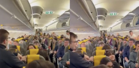 Un coro del Palau de la Música sorprende a los viajeros y se pone a cantar en pleno vuelo