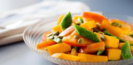 Ensalada de calabaza asada y judías verdes con vinagreta de mostaza