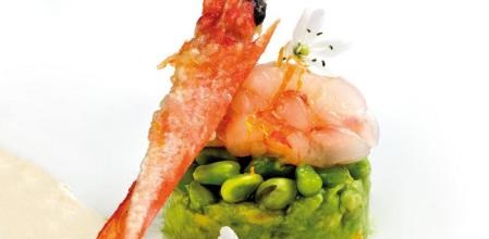 La receta de tartar de gambas, habitas y aguacates más sabrosa