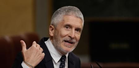 MADRID, 10/04/2024.- El ministro del Interior, Fernando Grande-Marlaska, interviene en la sesión de control al Ejecutivo este miércoles en el Congreso. EFE/ Fernando Alvarado