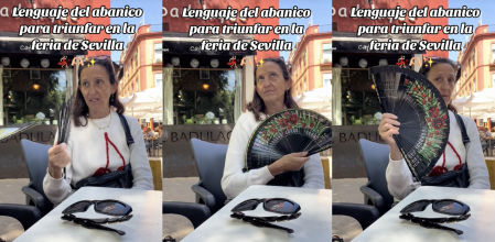 Una sevillana enseña cómo se debe abrir el abanico en la Feria de Abril: "Si no se sabe hacer, tiradlo a la basura"