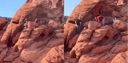 Graban a dos hombres destruyendo antiguas formaciones rocosas en un área natural protegida de Estados Unidos