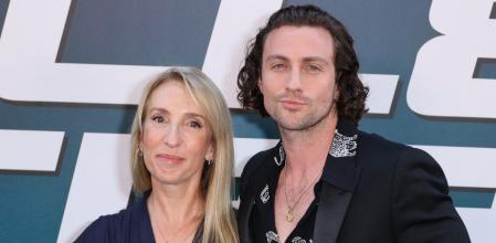 Sam and Aaron Taylor Johnson atending the premiere of the film 'Bullet Train' in Paris, Monday, July 18, 2022.